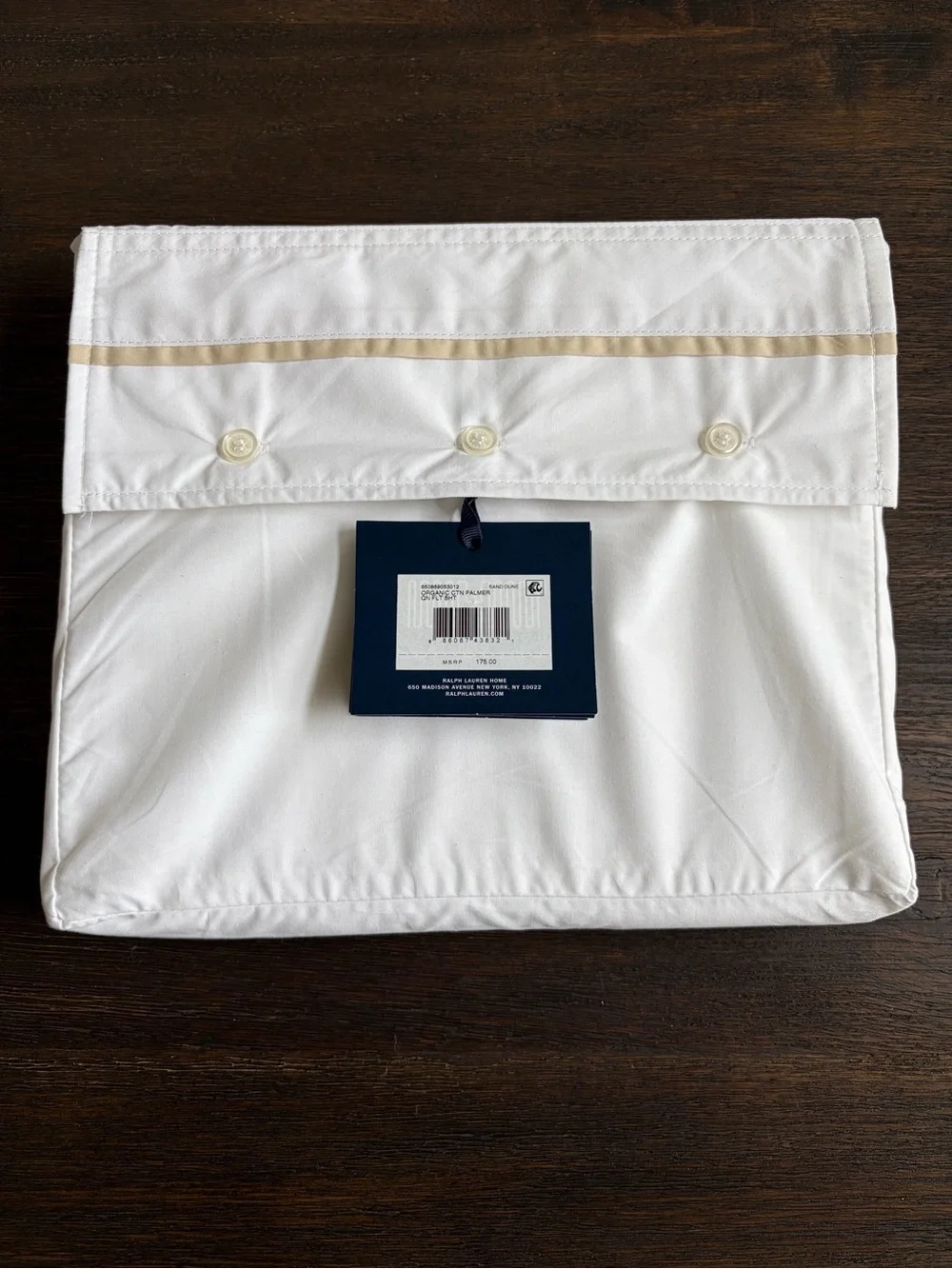 Ralph Lauren Home Organic Cotton Percale Palmer Flat Sheet Queen Size Sand Dune
